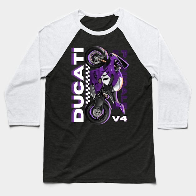 Purple Ducati Panigale Baseball T-Shirt by RyuSanz